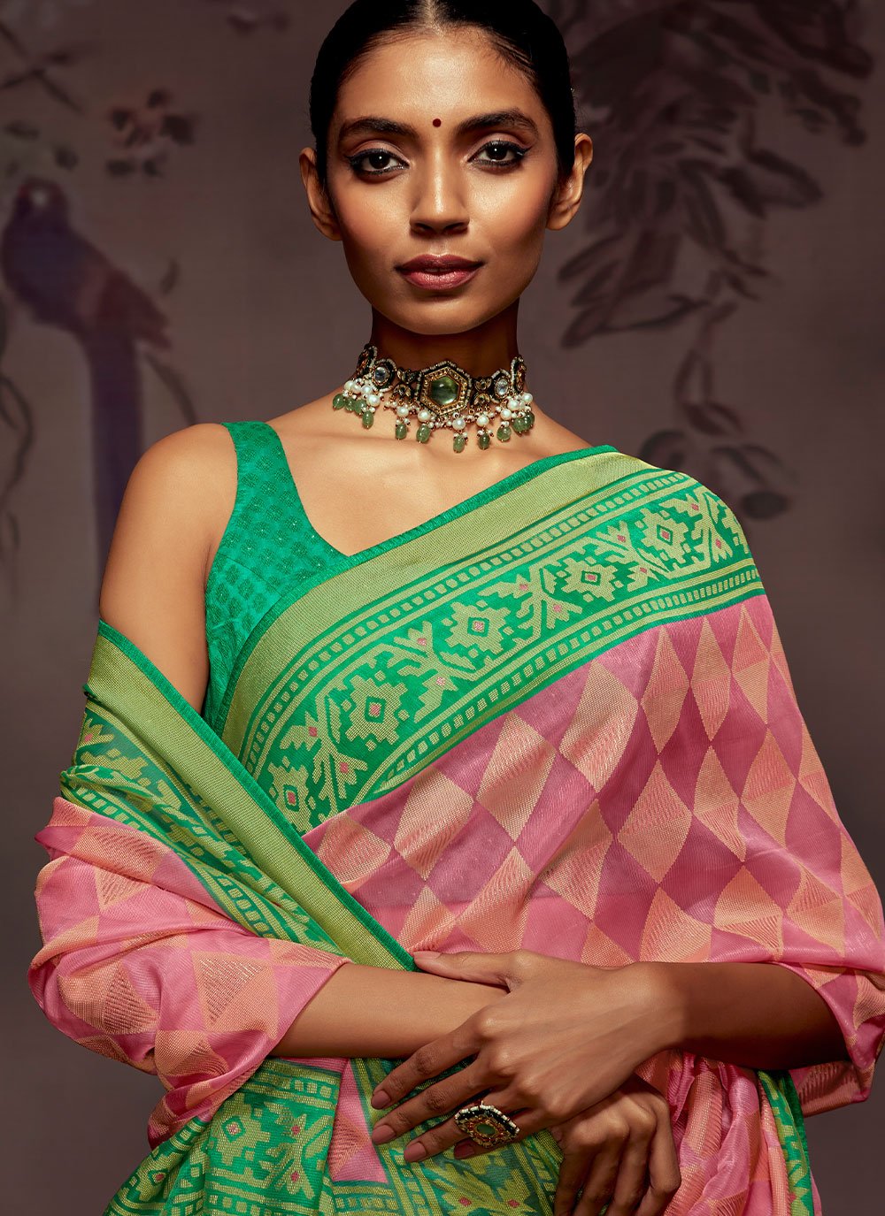 Classic Brasso Pink Print Saree