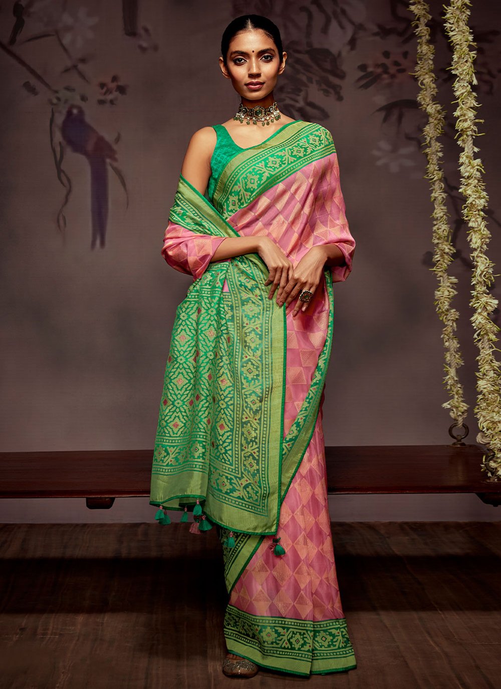 Classic Brasso Pink Print Saree