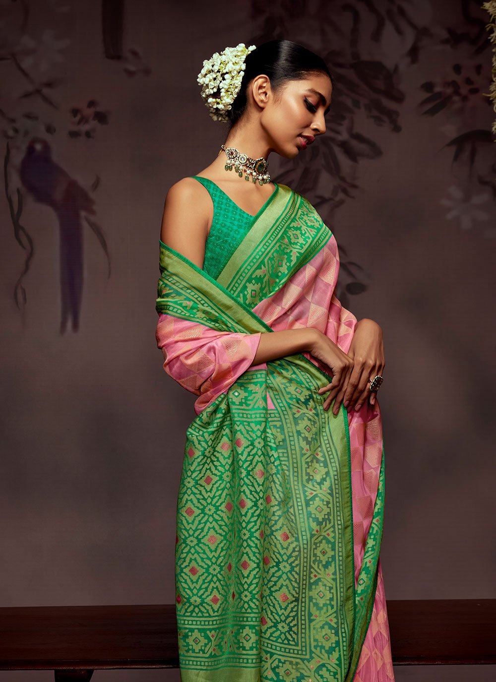 Classic Brasso Pink Print Saree