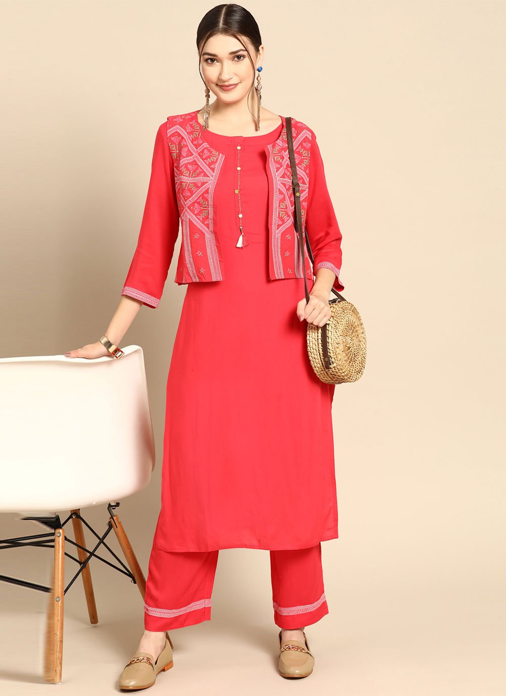 Designer Kurti Rayon Pink Plain Kurtis