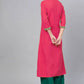 Designer Kurti Rayon Pink Embroidered Kurtis