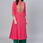 Designer Kurti Rayon Pink Embroidered Kurtis