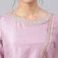 Straight Salwar Suit Poly Silk Pink Plain Salwar Kameez