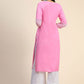 Designer Kurti Rayon Pink Embroidered Kurtis