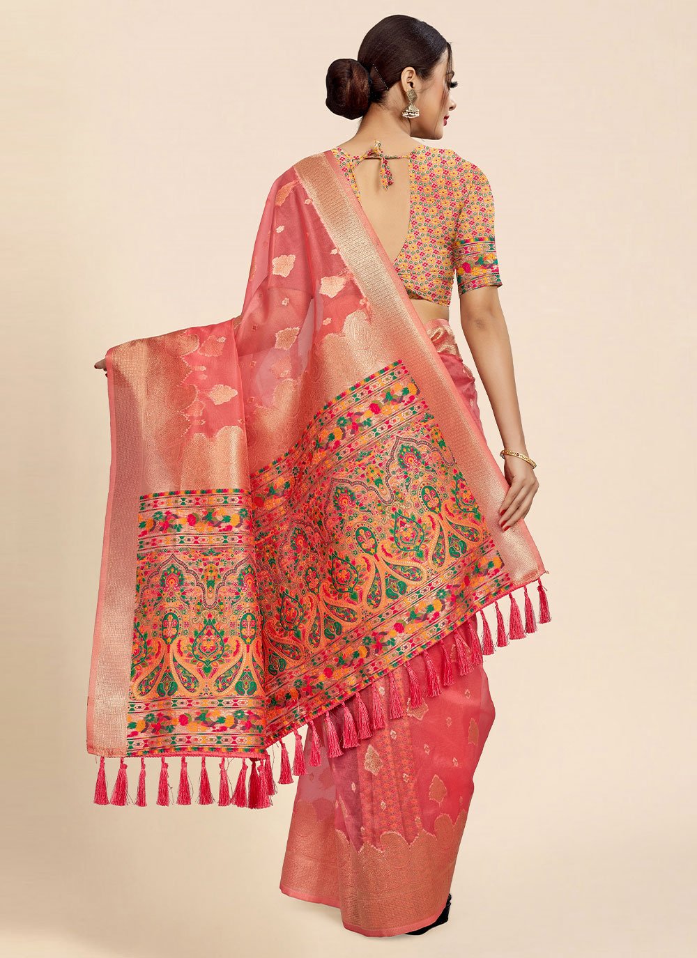 Classic Organza Pink Weaving Saree