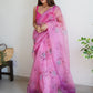 Trendy Saree Organza Pink Digital Print Saree