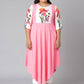 Designer Kurti Faux Crepe Pink Floral Patch Kurtis