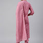 Pant Style Suit Cotton Pink Floral Patch Salwar Kameez