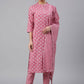 Pant Style Suit Cotton Pink Floral Patch Salwar Kameez