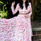 Gown Georgette Pink Print Gown