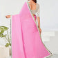 Classic Georgette Pink Embroidered Saree