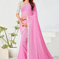 Classic Georgette Pink Embroidered Saree