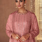 Palazzo Salwar Suit Chinon Georgette Pink Embroidered Salwar Kameez