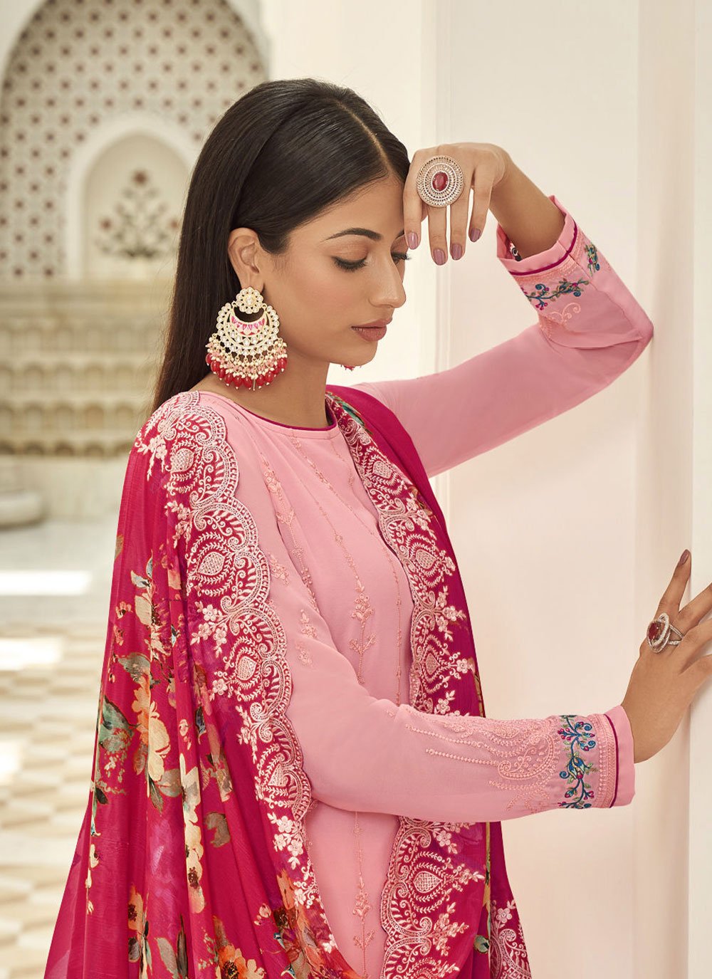 Salwar Suit Georgette Pink Diamond Salwar Kameez