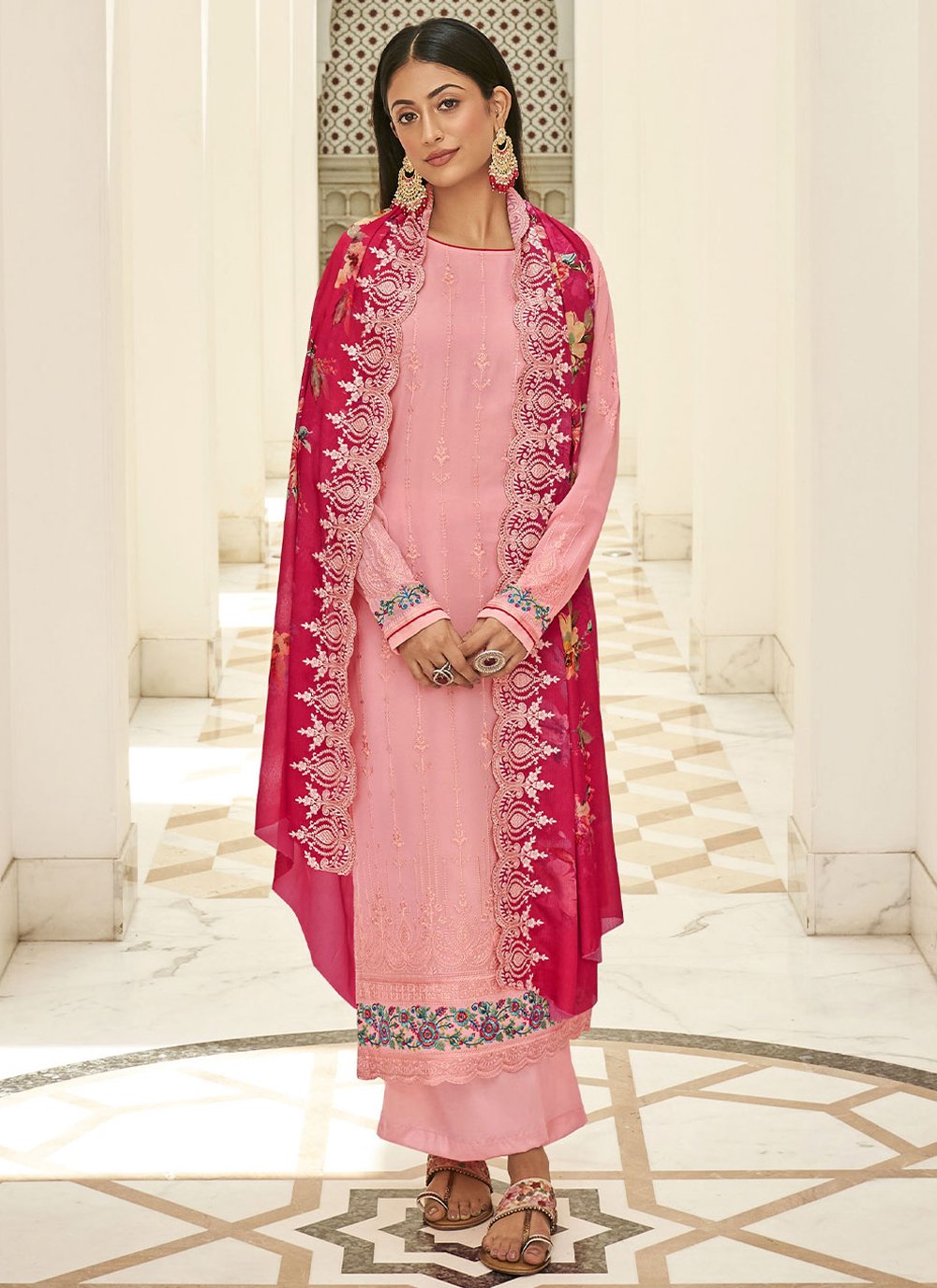 Salwar Suit Georgette Pink Diamond Salwar Kameez