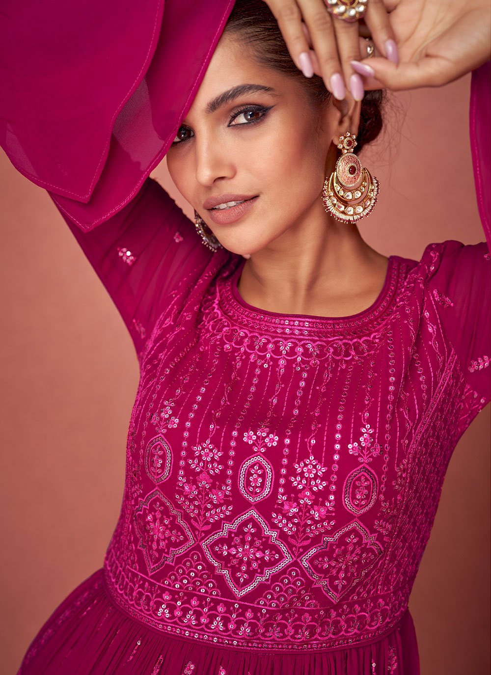 Salwar Suit Georgette Pink Embroidered Salwar Kameez