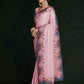 Classic Georgette Pink Lucknowi Work Saree