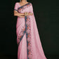 Classic Georgette Pink Lucknowi Work Saree