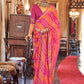 Classic Georgette Pink Patch Border Saree