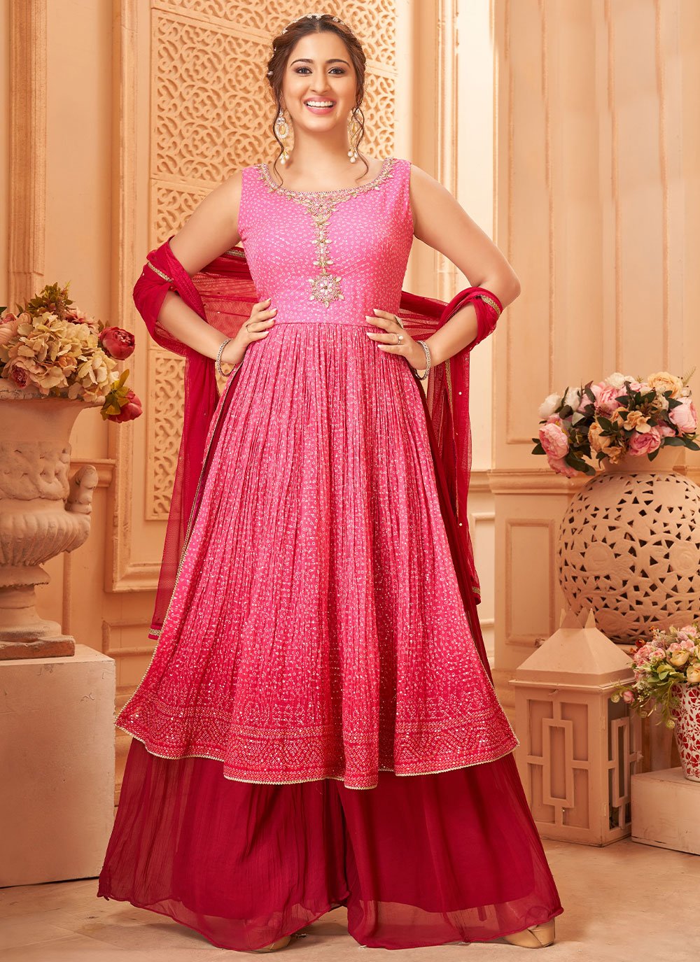 Salwar Suit Georgette Pink Embroidered Salwar Kameez