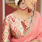 Contemporary Silk Pink Foil Print Saree