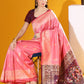 Classic Handloom Silk Pink Woven Saree