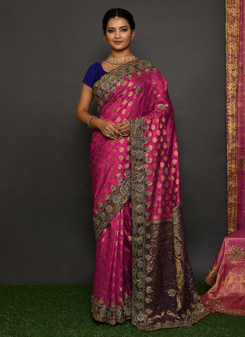 Classic Kanjivaram Silk Pink Hand Work Saree