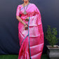 Trendy Saree Kanchipuram Silk Pink Jacquard Work Saree