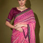 Classic Georgette Pink Foil Print Saree