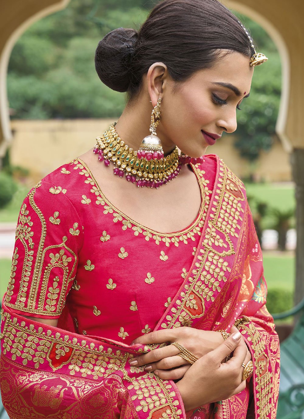 Contemporary Silk Pink Embroidered Saree