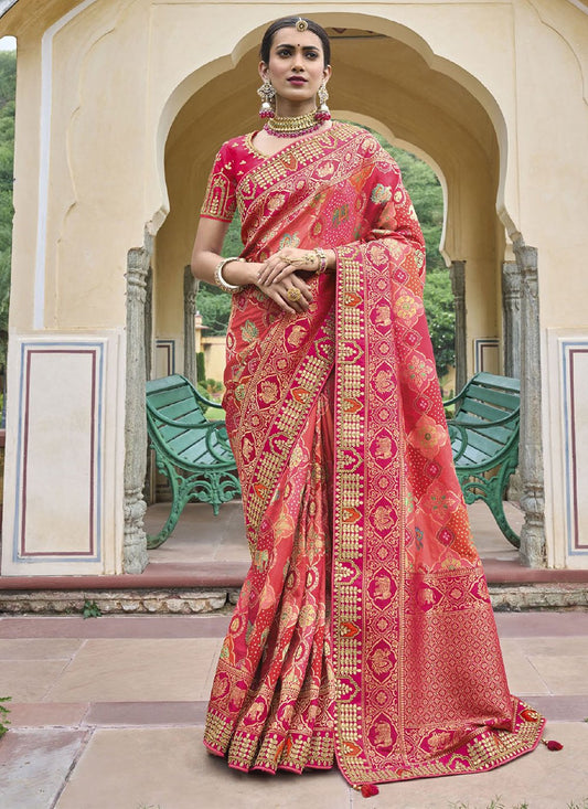 Contemporary Silk Pink Embroidered Saree