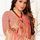 Classic Linen Tissue Pink Embroidered Saree