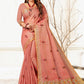 Classic Linen Tissue Pink Embroidered Saree