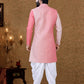 Dhoti Kurta Lucknowi Pink Fancy Work Mens