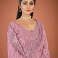 Contemporary Georgette Pink Lucknowi Work Saree
