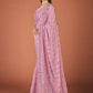 Contemporary Georgette Pink Lucknowi Work Saree