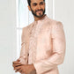 Indo Western Art Silk Pink Machine Embroidery Mens