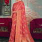 Classic Pure Dola Silk Pink Embroidered Saree
