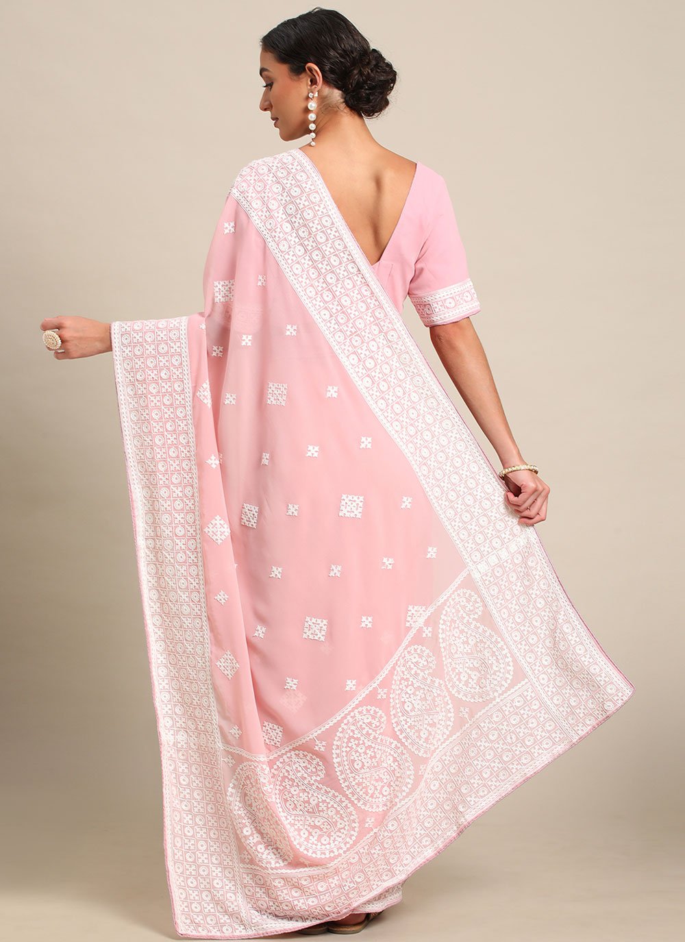 Contemporary Georgette Pink Embroidered Saree