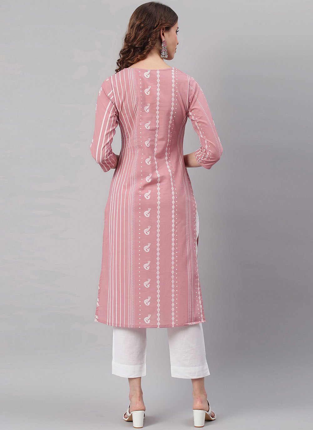 Casual Kurti Cotton Pink Print Kurtis