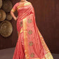 Trendy Saree Silk Tissue Pink Embroidered Saree