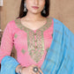 Salwar Suit Chanderi Pink Embroidered Salwar Kameez