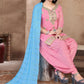 Salwar Suit Chanderi Pink Embroidered Salwar Kameez