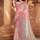 Classic Net Pink Embroidered Saree