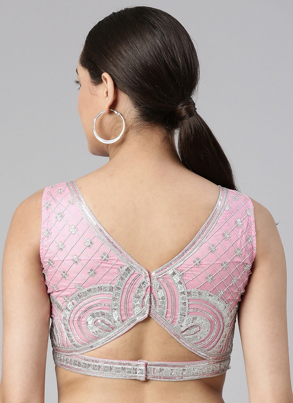 Blouse Net Pink Embroidered Blouse