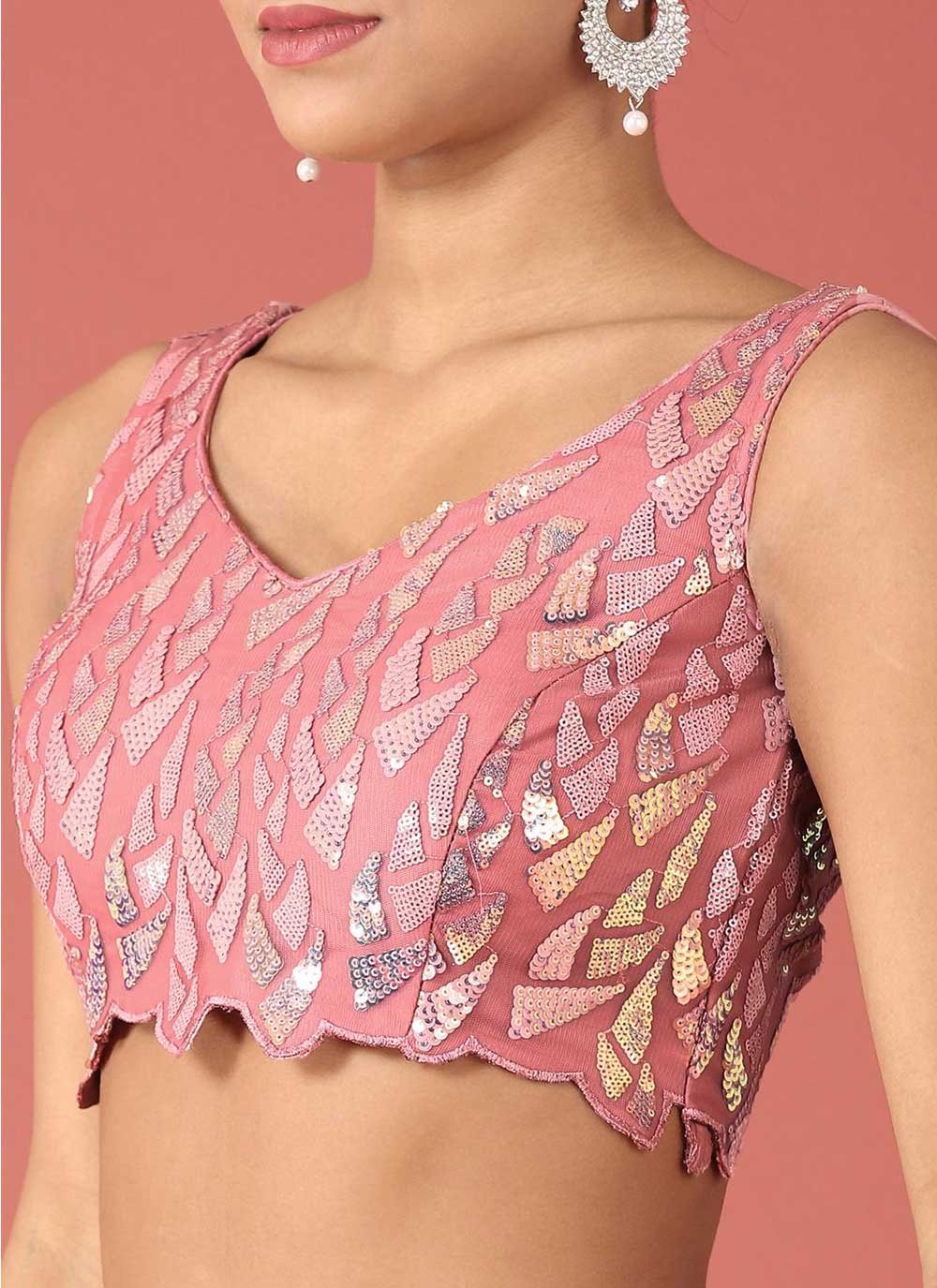 Lehenga Choli Net Pink Embroidered Lehenga Choli