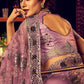 Contemporary Lycra Net Pink Embroidered Saree