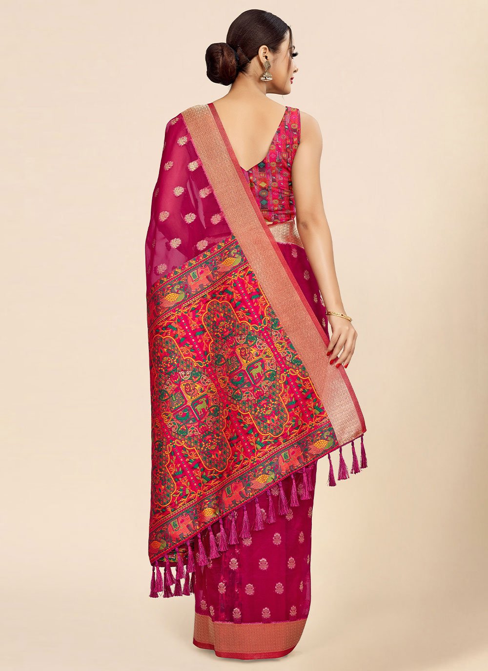 Classic Organza Pink Weaving Saree