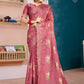 Contemporary Organza Silk Pink Diamond Saree