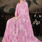 Classic Brasso Organza Pink Print Saree